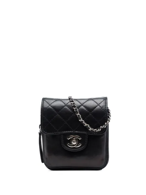 CHANEL Pre-Owned 2012 CC Quilted Lambskin Clams Wallet on Chain crossbody bag Black H4Q52JUOZQ5LQYVT