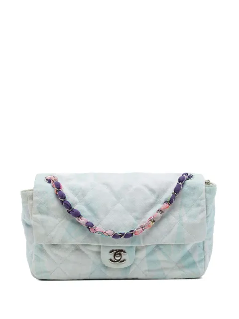 CHANEL Pre-Owned 2019 CC Quilted Printed Denim Jungle Jeans Flap shoulder bag Blue 9OAZDI7CSOUUCB3K