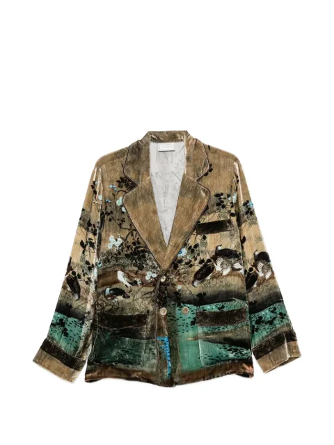 Pierre-Louis Mascia graphic-print blazer Brown GC11351519502101