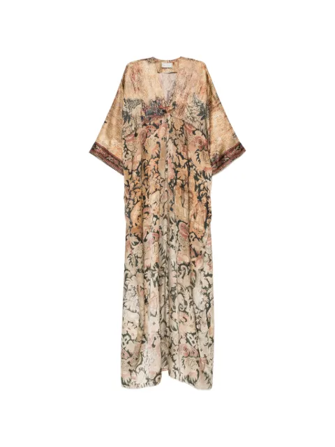 Pierre-Louis Mascia graphic-print V-neck maxi dress Brown AB12658