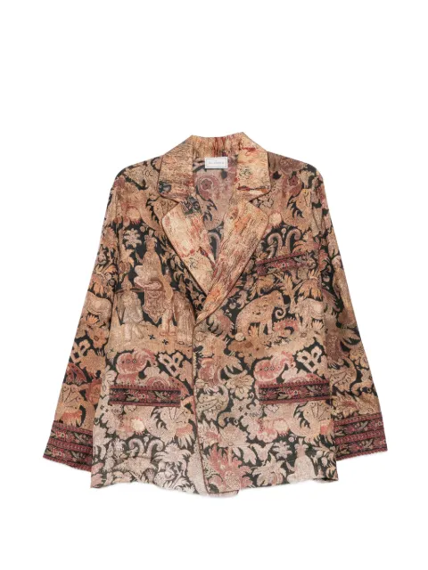 Pierre-Louis Mascia graphic-print double-breasted jacket Brown GC11351519479