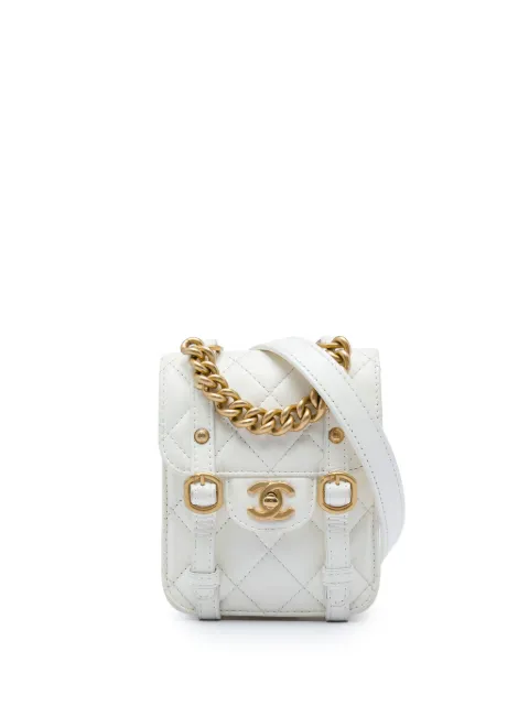 CHANEL Pre-Owned 2021-2026 Mini Aged Calfskin City School Flap satchel White YCT6F7ZC9Z5B8VL1