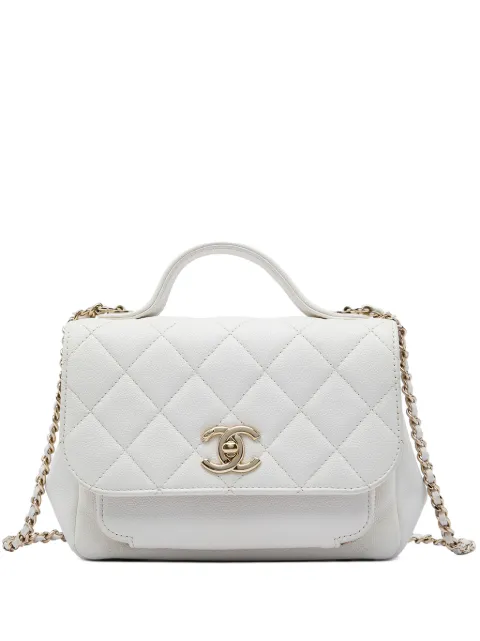 CHANEL Pre-Owned 2019 Small Quilted Caviar Business Affinity Top Handle Flap satchel White I8DUWHP3Y843R0RA