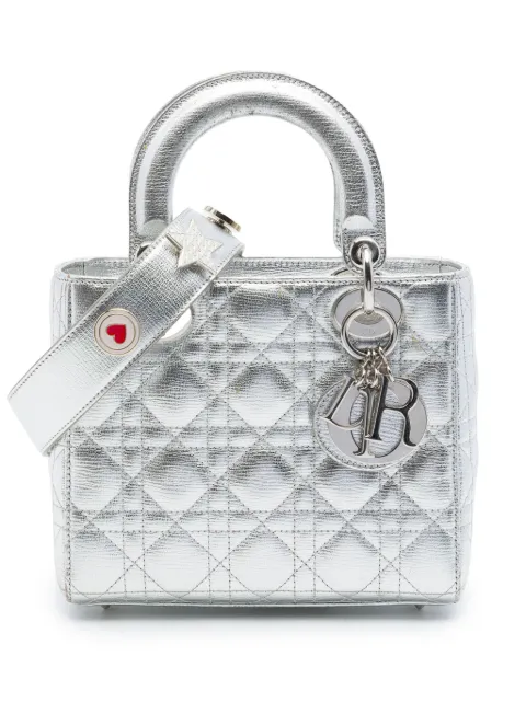 Christian Dior Pre-Owned 2018 Small Metallic Grained Calfskin Cannage My ABCDior Lady Dior satchel Silver KRFXYF7R01KNXWUE
