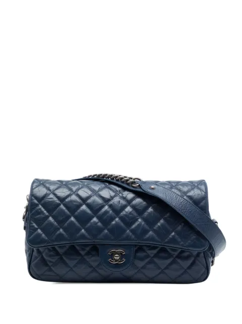 CHANEL Pre-Owned 2016-2017 Medium Quilted Crumpled Calfskin Airlines Casual Rock Flap shoulder bag Blue DMN2J7E0L5FW3VQ2