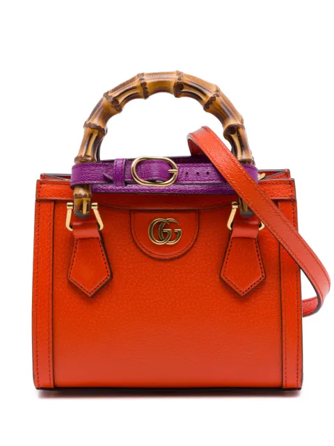 Gucci Pre-Owned 2021-2026 Small Calfskin Bamboo Diana satchel Orange SER8FCM2QCF3DMPP