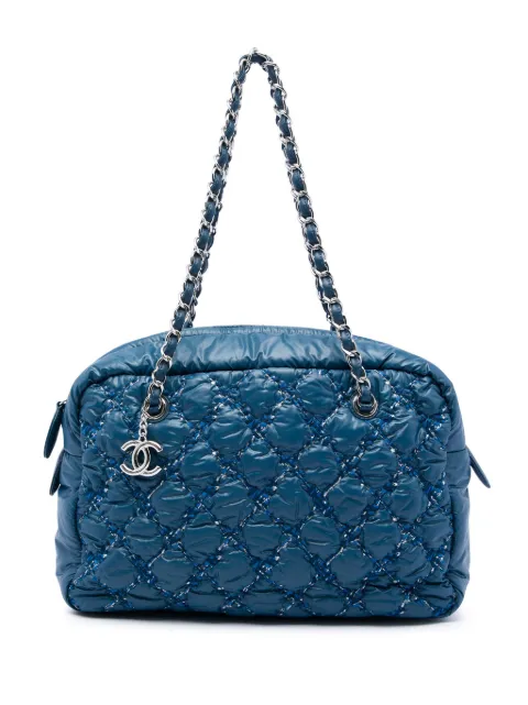 CHANEL Pre-Owned 2010-2011 Paris Byzance Nylon Tweed On Stitch Bowler Bag shoulder bag Blue DSK6R147NOEQ316R
