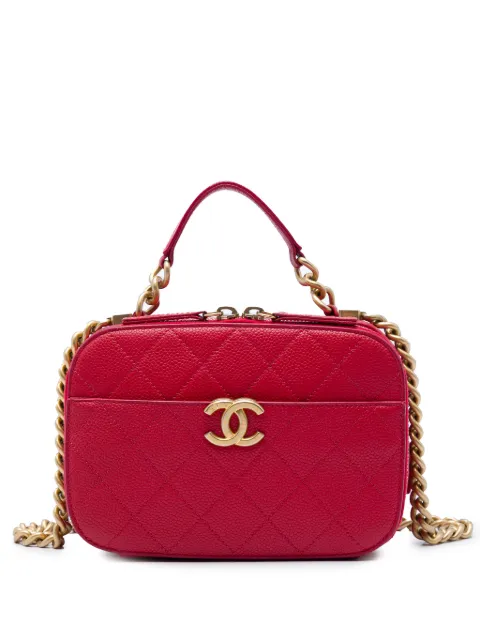 CHANEL Pre-Owned 2019 Small CC Quilted Caviar Top Handle Camera Bag satchel Red MD6KS5P5MCOS9T5Z