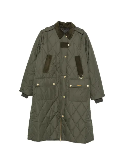 Barbour diamond-quilted hooded coat Green LQU1928