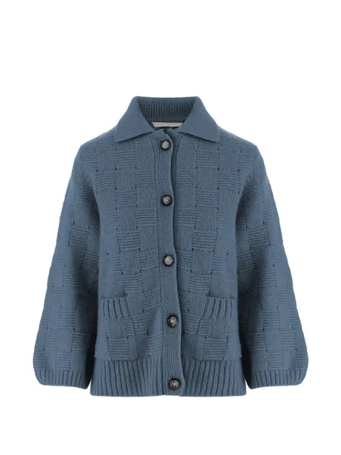 Allude basket-weave knitted cardigan Blue 26577020