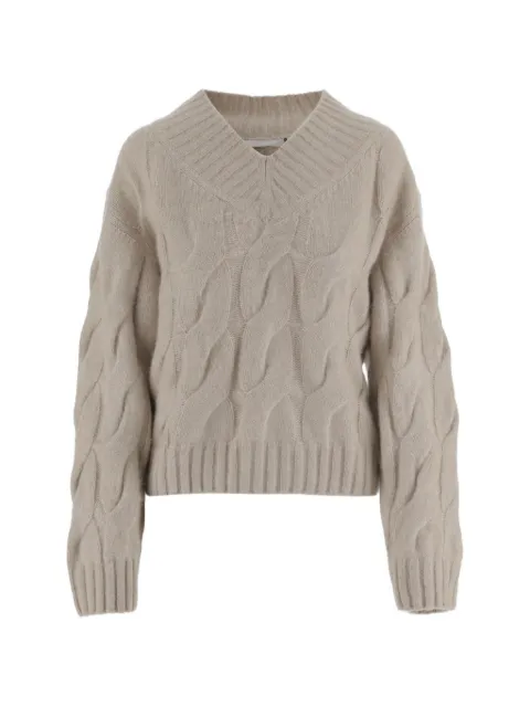 Allude V-neck cable-knit sweater Neutrals 26577001