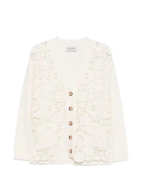 ERMANNO FIRENZE lace-panelled cardigan Neutrals D49EN011E58