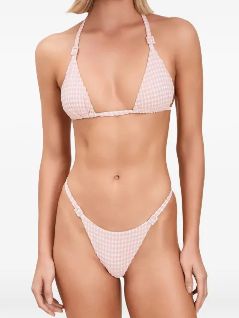 Devon Windsor Jodi gingham-check bikini bottoms Pink HSU26724B