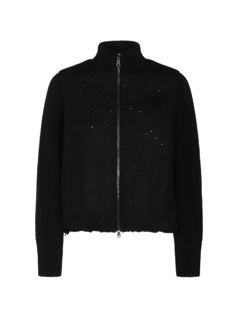 Fabiana Filippi sequin-embellished ribbed-knit jacket Black CTD226F220M371825