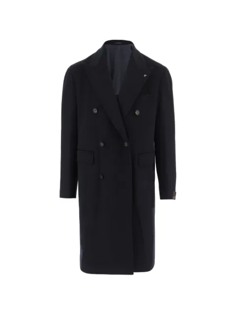 Tagliatore double-breasted peak-lapel coat Blue CLD10B010103B3401