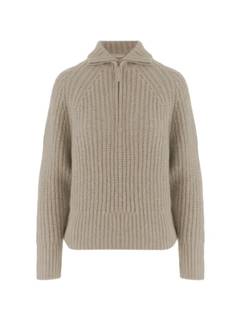 Allude ribbed-knit half-zip sweater Neutrals 26577093
