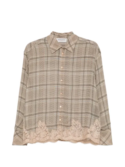 ERMANNO FIRENZE check lace-trim shirt Neutrals D49EK019EB3C