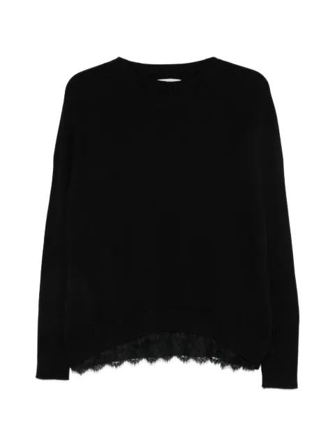 ERMANNO FIRENZE lace-trimmed ribbed-sleeve sweater Blue D49EM005EP2