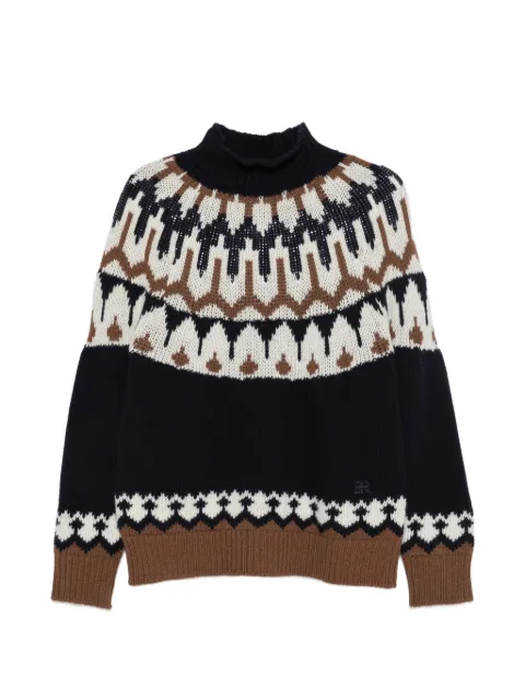 ERMANNO FIRENZE Fair Isle high-neck sweater Blue D49EM043E81