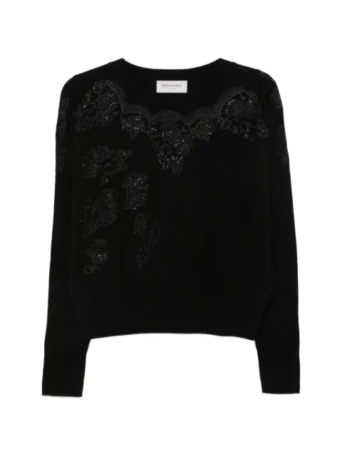 ERMANNO FIRENZE lace-panel sequin-embellished sweater Black D49EM056E57