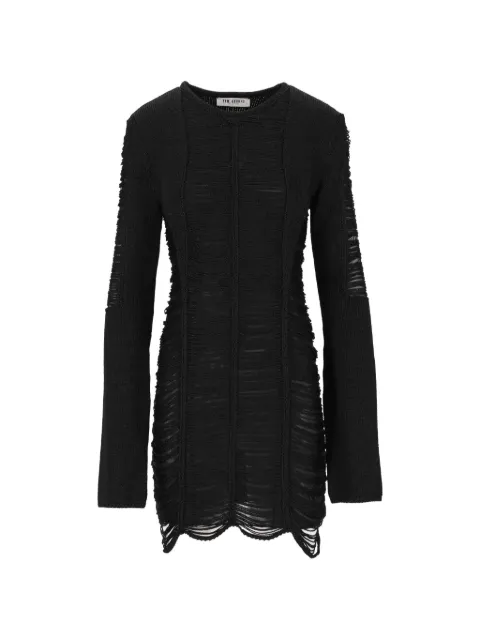The Attico distressed-knit mini dress Black 261WCA00525