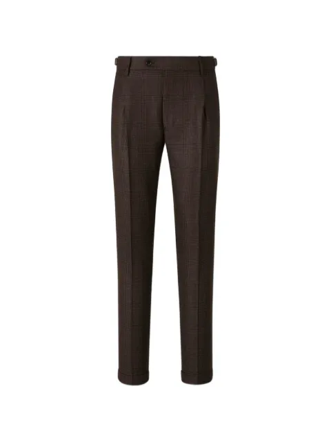 Berwich Retrolong check-pattern pleated trousers Brown RETROLONGCA1435