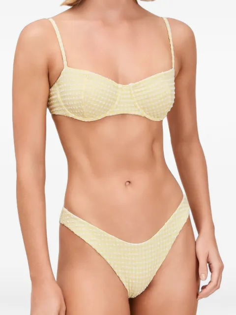 Devon Windsor Larissa gingham-check bikini bottoms Yellow HSU26559B