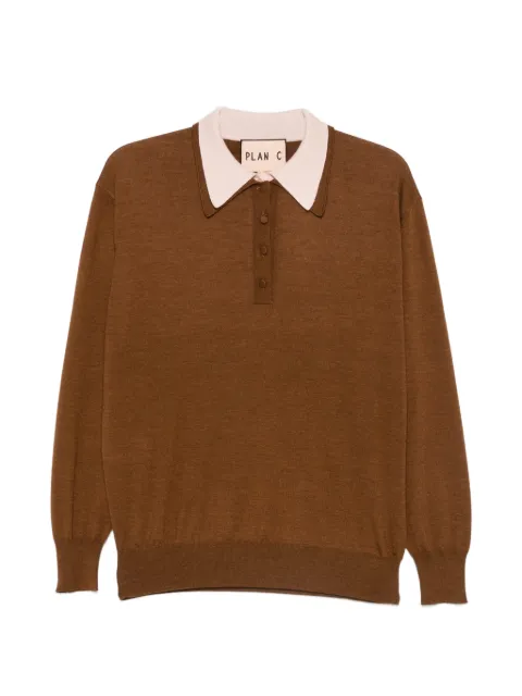 Plan C double-collar polo sweater Brown PPCMH50KG0FW042
