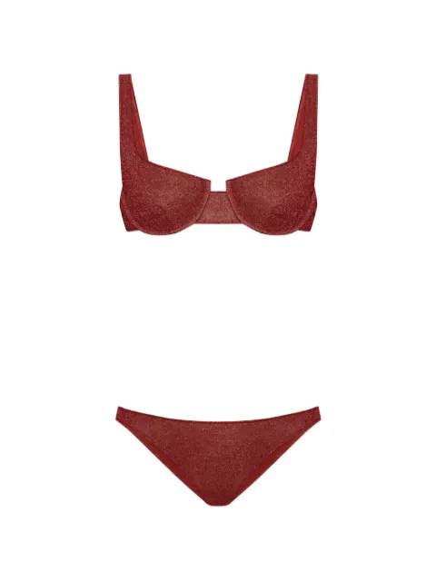 Oséree Lurex-thread two-piece bikini Red LAF257LUREX