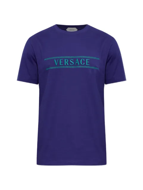 Versace logo-embroidered T-shirt Blue 10264521A19345