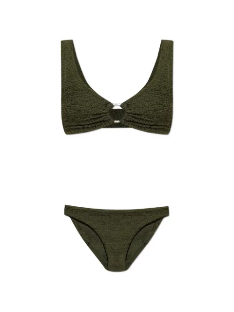 Hunza G Julia crinkle-effect bikini Green JULIAGOLDHOOPBIKINIMMETALLICCRINKLE