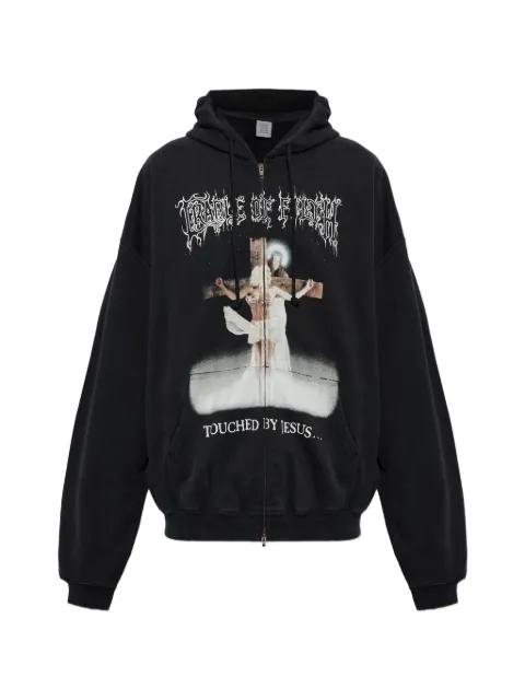 VETEMENTS graphic-print zip-up hoodie Black MH27ZU208B0