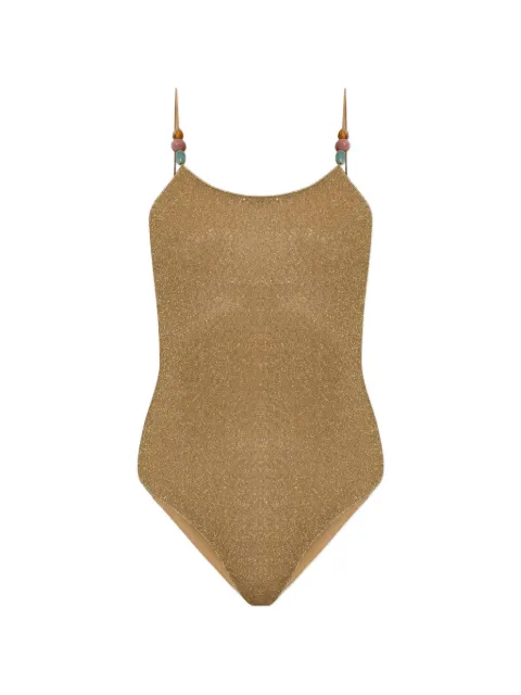 Oséree bead-embellished Lurex swimsuit Gold GMF268
