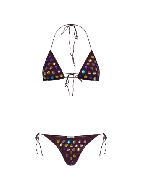 Oséree appliqué-detailed triangle bikini Purple BTF268