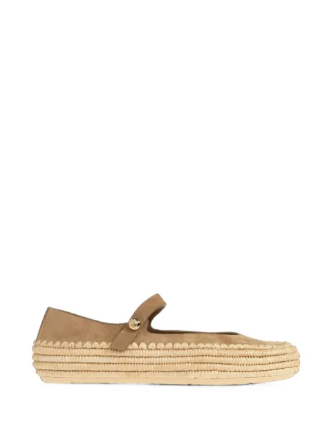 LOEWE Rio Mary-Jane in suede and raffia Brown LBV3466X02