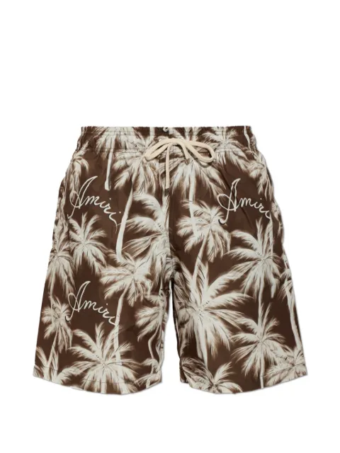 AMIRI palm tree-print swim shorts Brown KPIELOWEAMBOSW10150