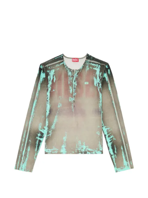Diesel Grandad T-shirt in cracked leather-effect jersey Grey A259130QJCA