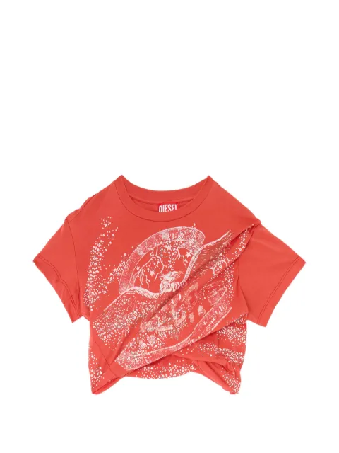 Diesel rucked-up T-shirt in double-layer jersey Red A257560QJCG