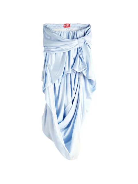Diesel draped satin midi skirt with lace-trim Blue A258840BLCL
