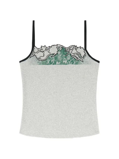 Diesel ribbed camisole with floral outline embroidery Grey A256140KMBG