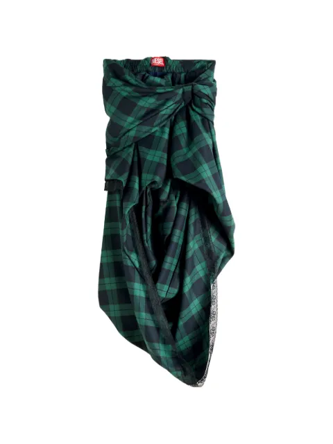 Diesel draped tartan midi skirt with lace-trim Green A251770TJCC
