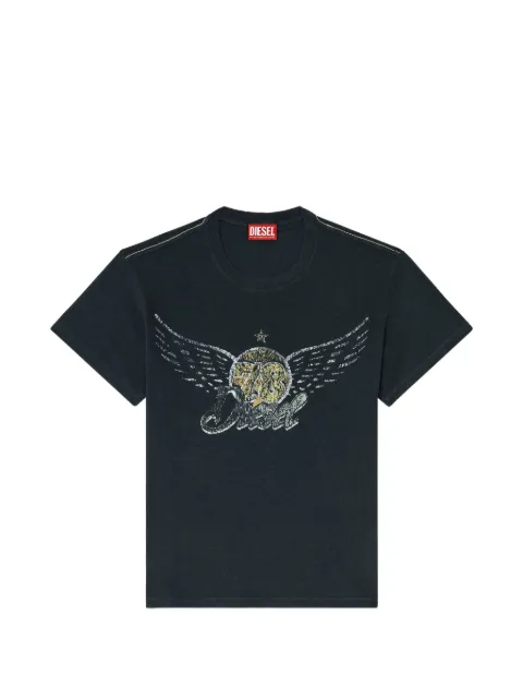 Diesel cotton-hemp T-shirt with concert graphics Black A259650HMBP