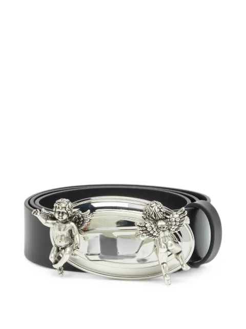 Diesel 3.5cm leather belt with cherub Oval D buckle Black X10967P9499