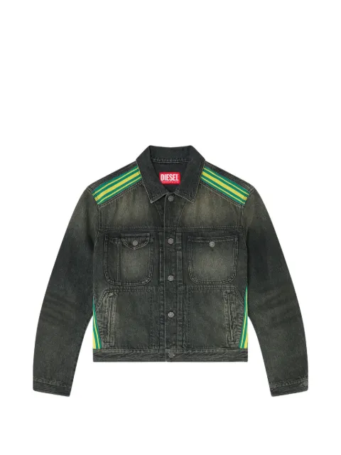 Diesel trucker jacket with striped-shoulder bands Grey A260860DBEZ