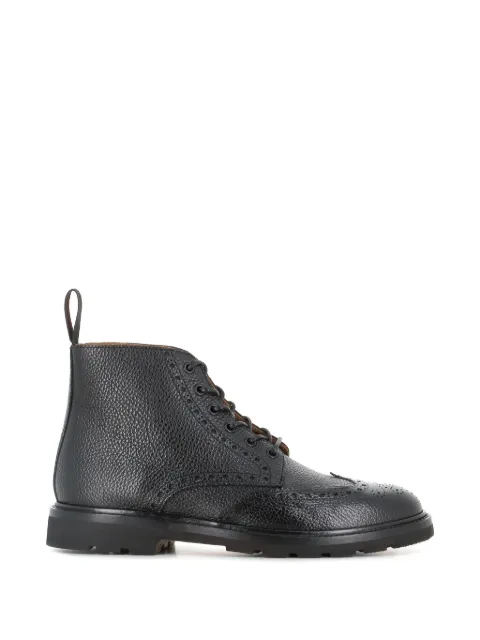 Henderson Baracco brogue-detail pebbled leather boots Black GILBERTP1