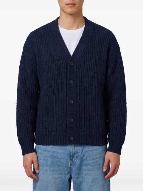Roberto Collina popcorn-stitch V-neck cardigan Blue 263MYB25110