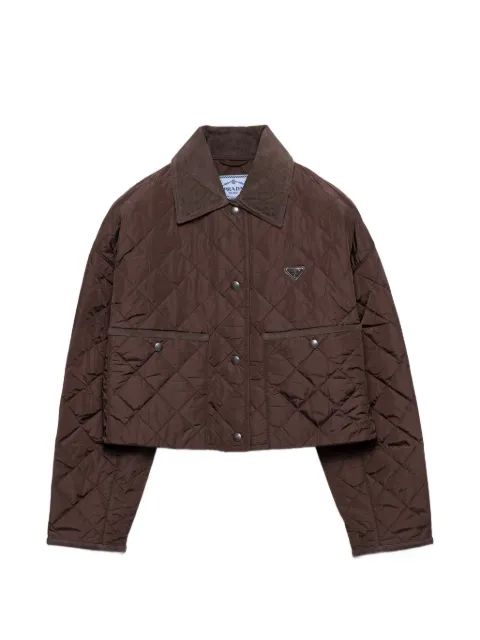 Prada lightweight Re-Nylon cropped blouson jacket Brown 29X166SAGO1WQ9