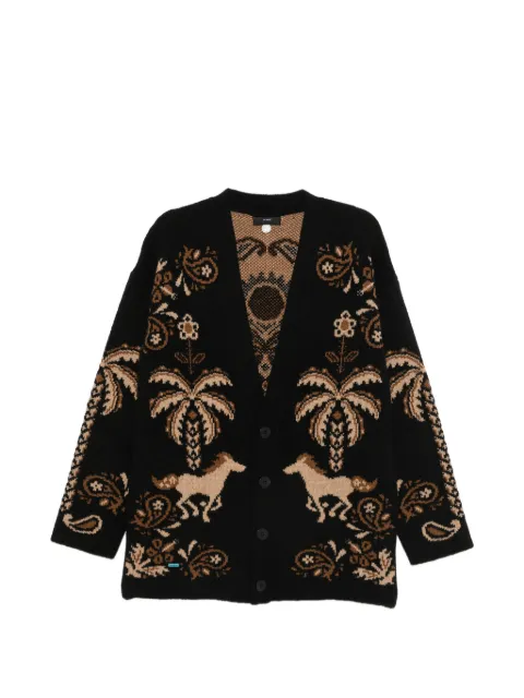 Alanui intarsia-knit cardigan Black LMHB027E26KNI0021061