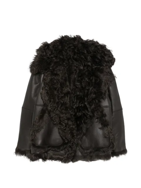 Nº21 shearling-trim leather jacket Brown 26IN2M0ZO216972