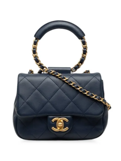 CHANEL Pre-Owned 2019 Mini Quilted Lambskin In The Loop Flap satchel Blue G5DBXQ6ETCG3NGFH